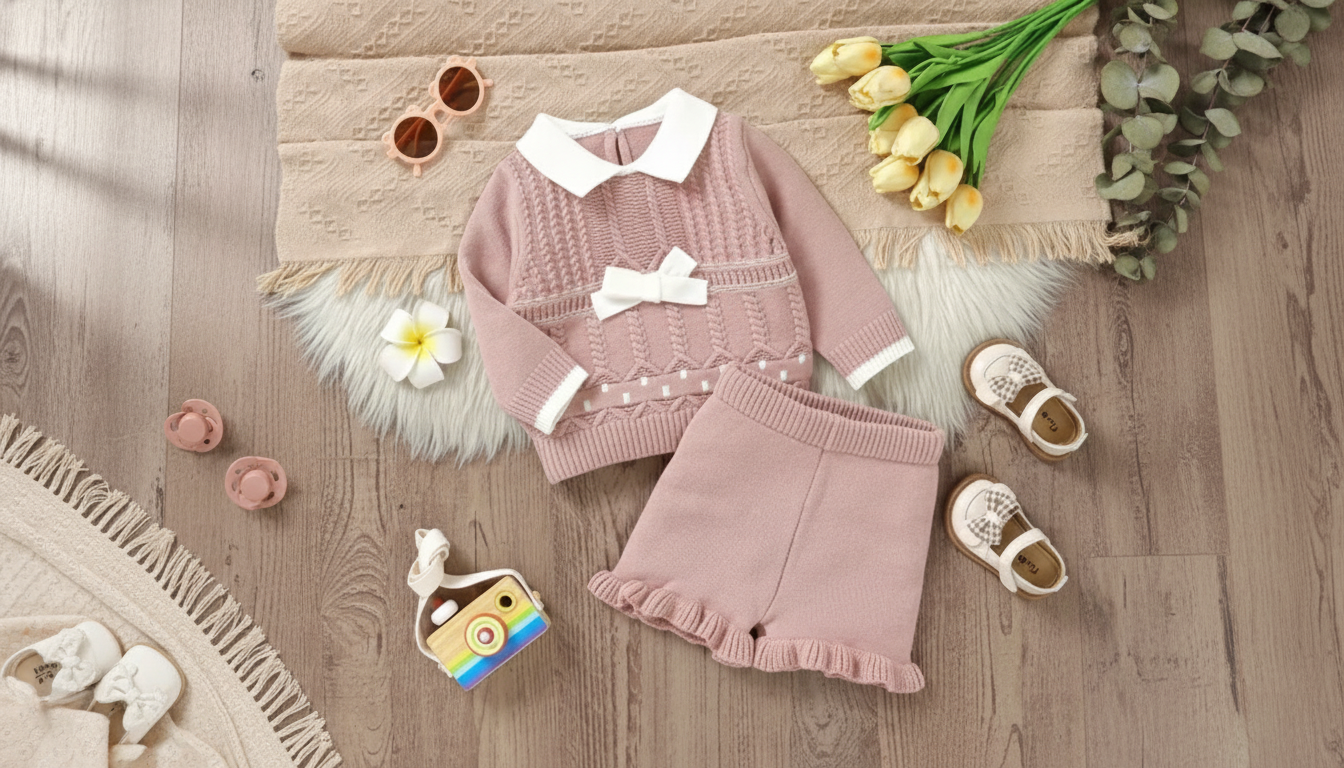 Knitted Baby Girl Sweater & Shorts Set: Fit, Care, Style